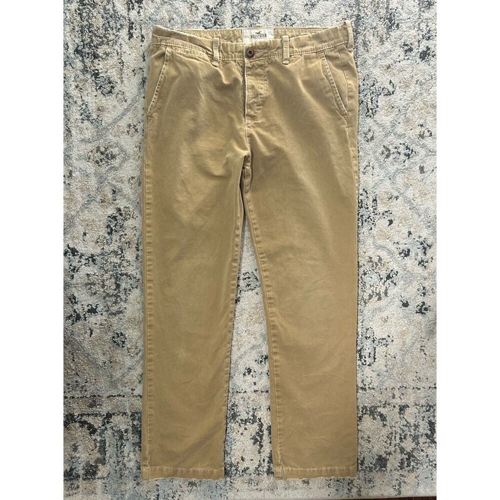 Y2K Hollister Men’s Khaki Chino Pants Button Fly Distressed 32x32 - ACTUAL 32x30